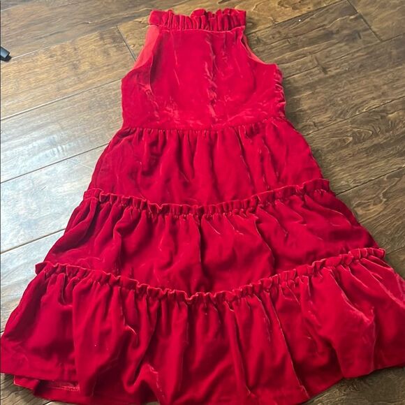 Janie and Jack Sleeveless Tiered Red Velvet Dress, size 7